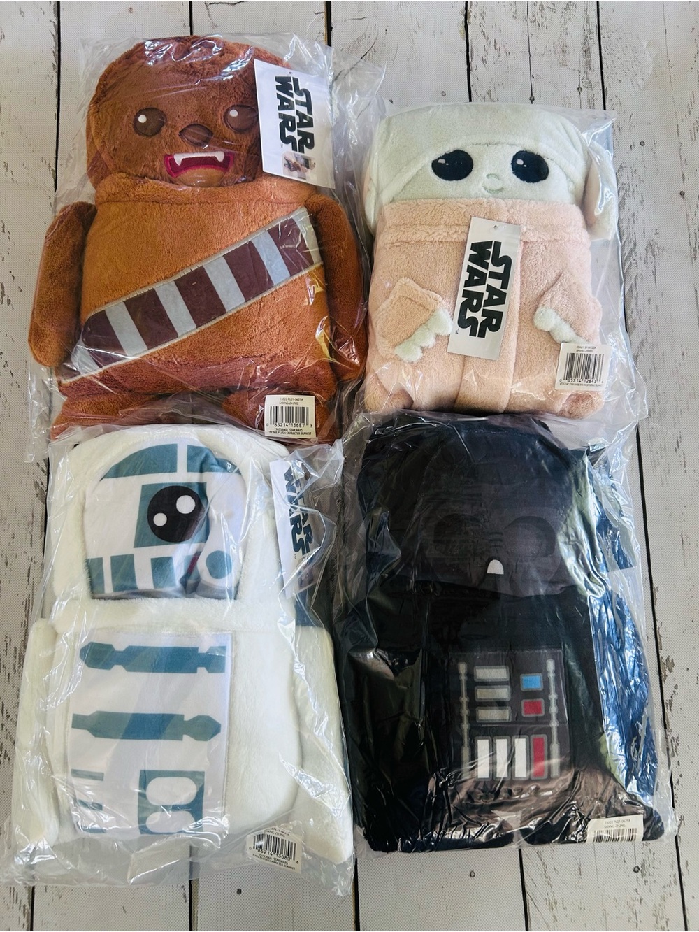 Star Wars Plush Toddler Blanket Bundle Baby Yoda, R2D2, Darth Vader & Chewbacca